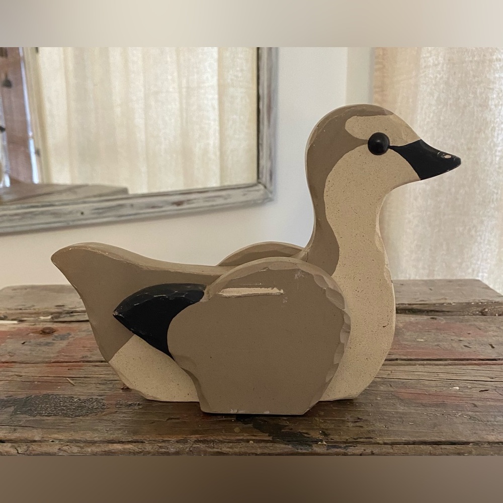 Hand Carved Wooden Goose Folk Art Shelf Sitter Rustic Country Decor